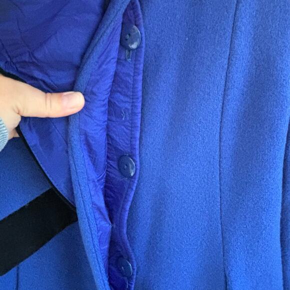 Vintage Rothschild Girl's Wool Blend Long Coat Velvet Trim Royal Blue Size 8 - Picture 4 of 11
